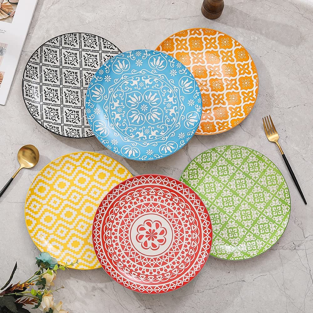 wholesale colorful 7.5 10.5 inch Nordic bohemia style Restaurant Bohemian Porcelain Dinner plate