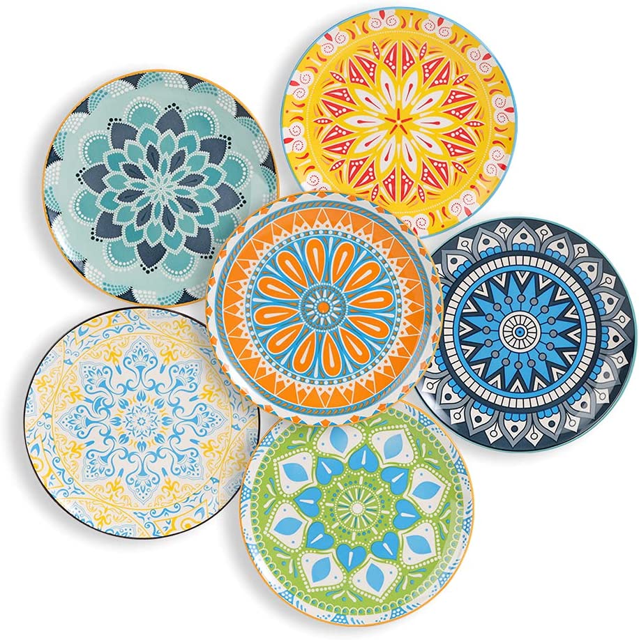 wholesale colorful 7.5 10.5 inch Nordic bohemia style Restaurant Bohemian Porcelain Dinner plate