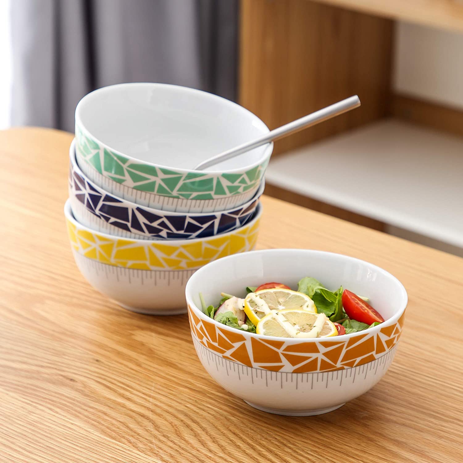 Wholesale price Round salad bowl Ceramic pad printing dinnerware Ceramic bowl set