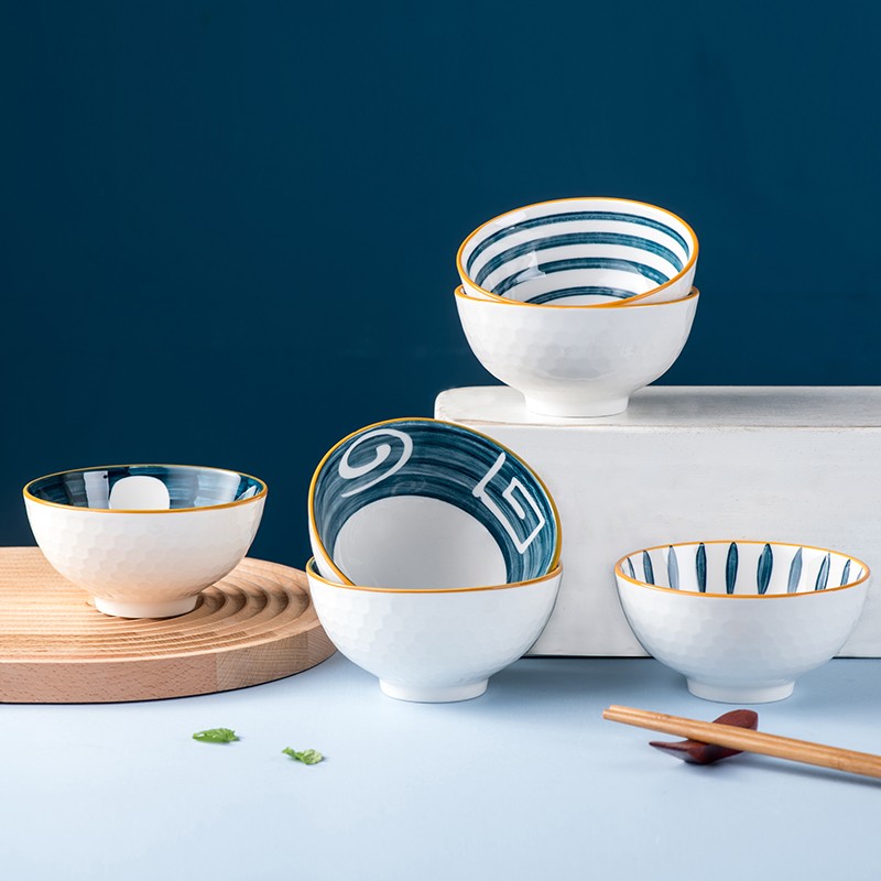 Wholesale price Round salad bowl Ceramic pad printing dinnerware Ceramic bowl set