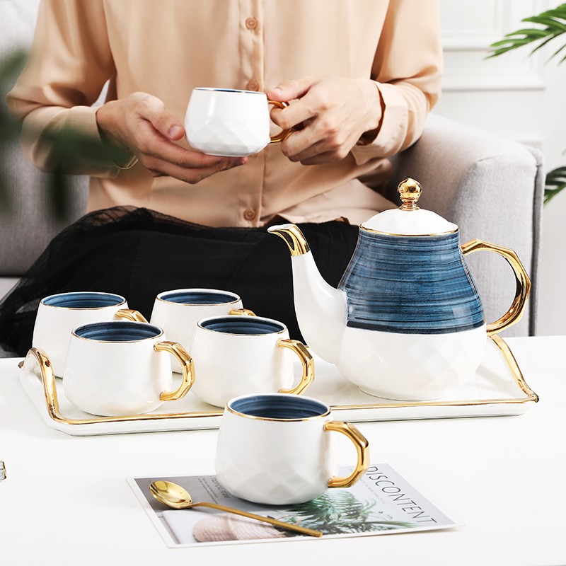 New style teapot tea set ceramic cup and saucer coffee pot cup plate set