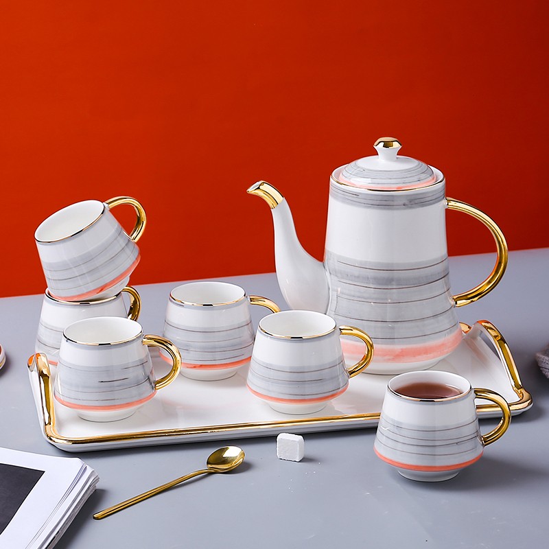 New style teapot tea set ceramic cup and saucer coffee pot cup plate set