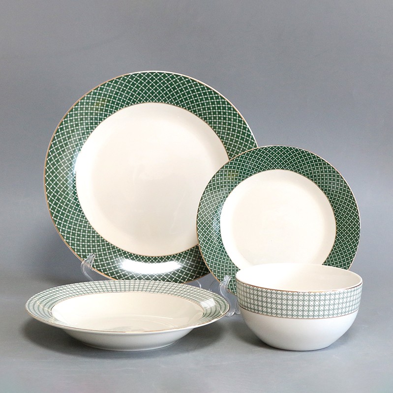 New Style Gold Rim Porcelain Dinner Set Home Restaurant Ceramic Tableware Ceramic Dining Plates Bowl