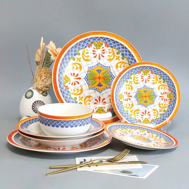 High Quality Customize Ceramic Plates and Bowls Dinner Set Porcelain Tableware Dining Plates 
