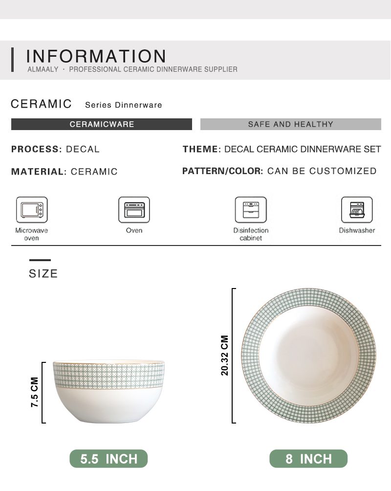 New Style Gold Rim Porcelain Dinner Set Home Restaurant Ceramic Tableware Ceramic Dining Plates Bowl(图2)