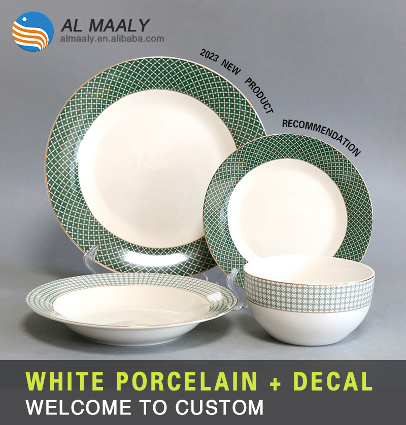 New Style Gold Rim Porcelain Dinner Set Home Restaurant Ceramic Tableware Ceramic Dining Plates Bowl(图1)