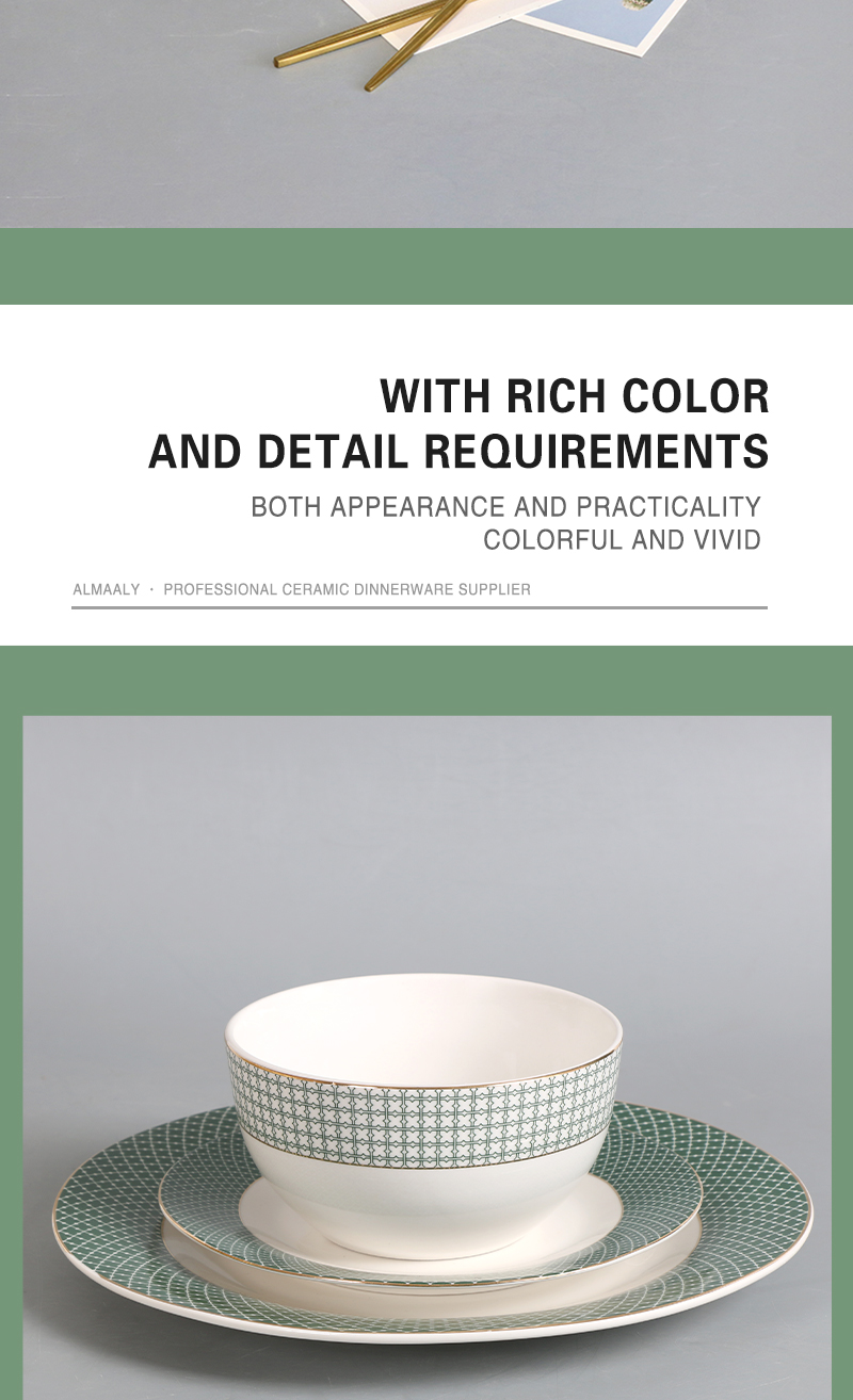 New Style Gold Rim Porcelain Dinner Set Home Restaurant Ceramic Tableware Ceramic Dining Plates Bowl(图5)