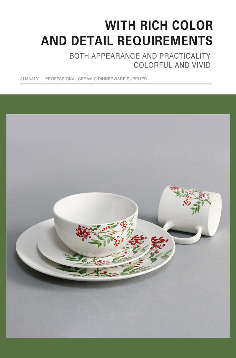 Circular porcelain dinnerware white ceramic on-glazed dinner plate decal plate white dining plate (图6)