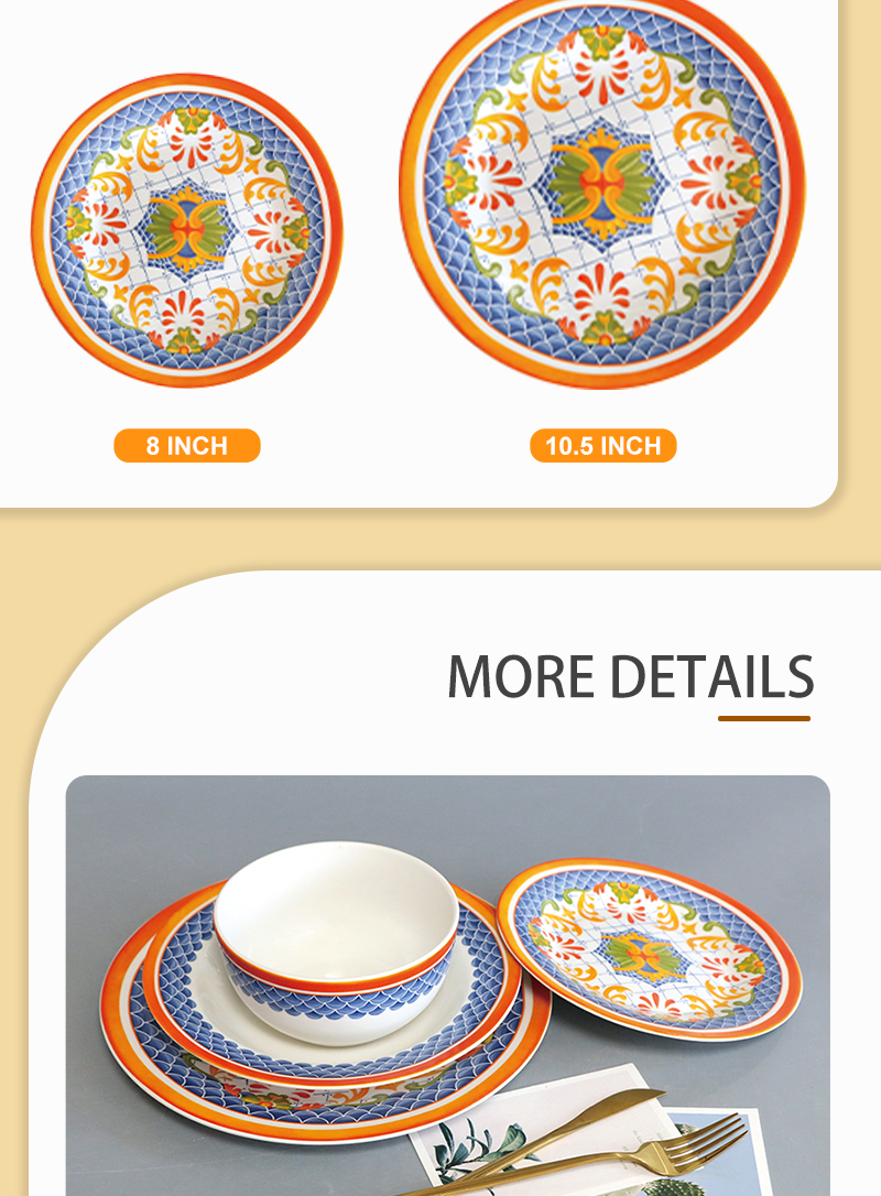 High Quality Customize Ceramic Plates and Bowls Dinner Set Porcelain Tableware Dining Plates (图3)
