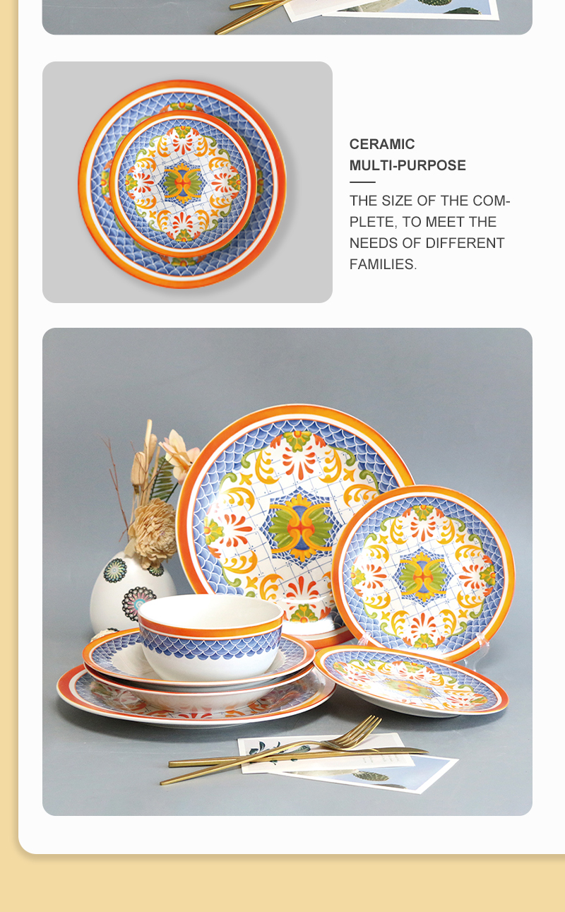 High Quality Customize Ceramic Plates and Bowls Dinner Set Porcelain Tableware Dining Plates (图4)