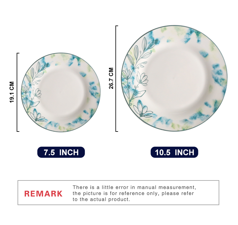 Custom White Glazed Decal Dinnerware Round Ceramic Porcelain Dinner Dish Set On-Glazed Decal Plate (图3)