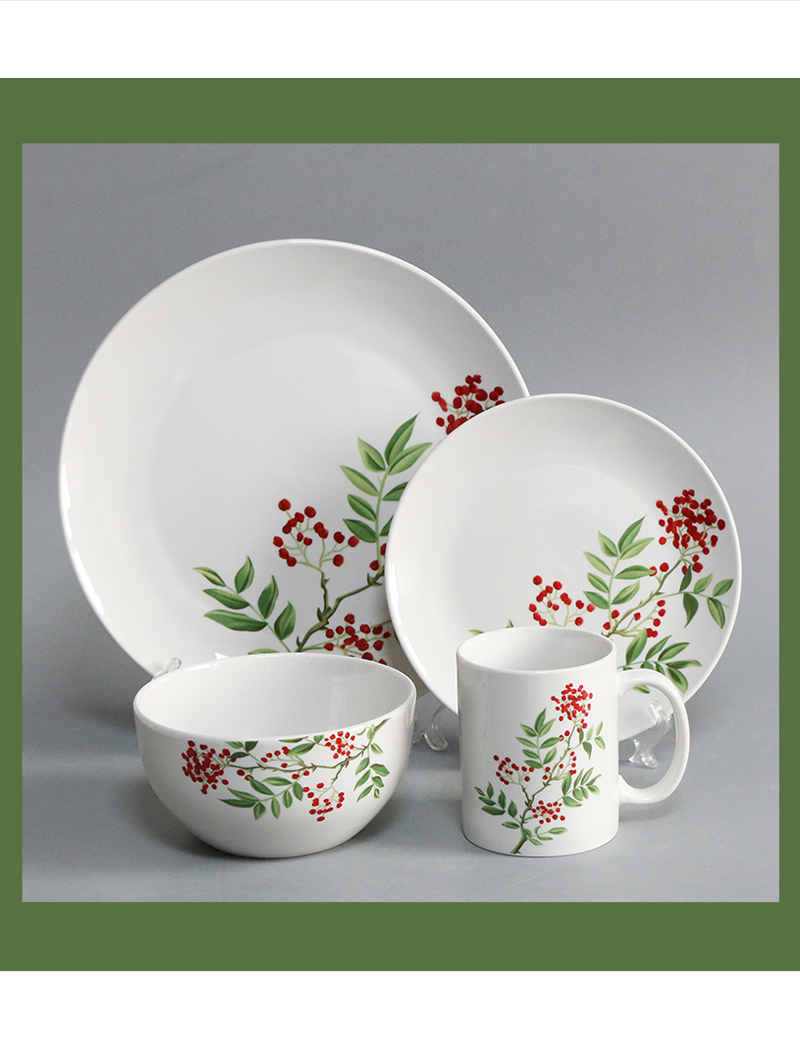 Circular porcelain dinnerware white ceramic on-glazed dinner plate decal plate white dining plate (图7)
